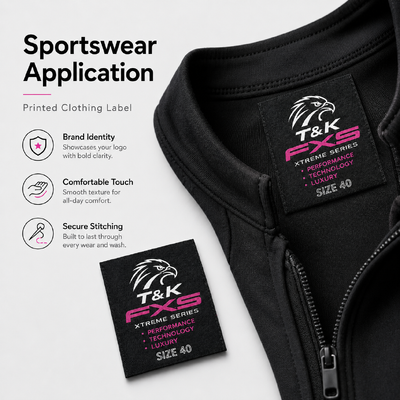 Custom Printed Clothing Label with Logo for Sportswear Brand