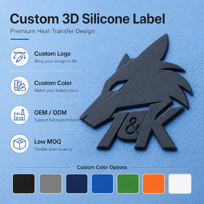 Custom Silicone Heat Transfer Labels designed for long lasting durability and vibrant color retention on fabric products