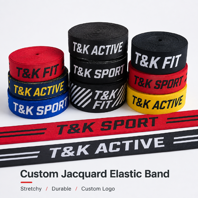 Custom Woven Elastic Bands with Personalized Logo Multi-color and Resistant to Wear and Tear for Apparel