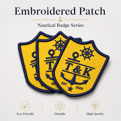 Custom Shield Broderierte Patch mit Anker-Logo für Bekleidungsmarken