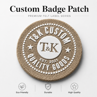 Benutzerdefinierter 3D-Silikon-Logo-Patch mit natürlicher Jute-Stoffbasis für Bekleidungsmarken