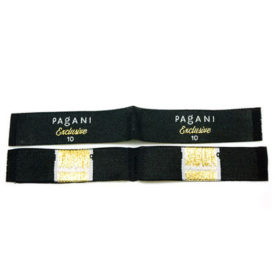 Kundengebundener Entwurf gesponnener Damast Logo Tag Woven Private Labels für Kleidung